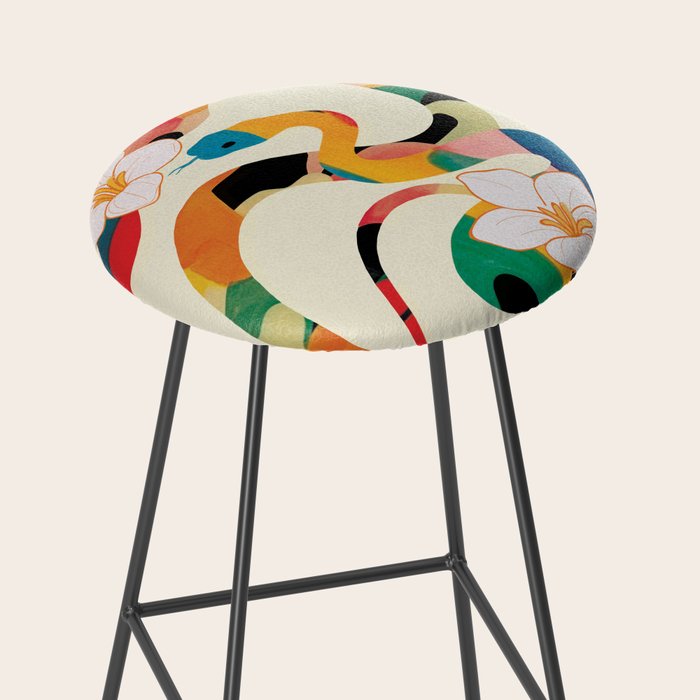 Abstract Snakes in the Flowers 1 Stool Gallery Image 2