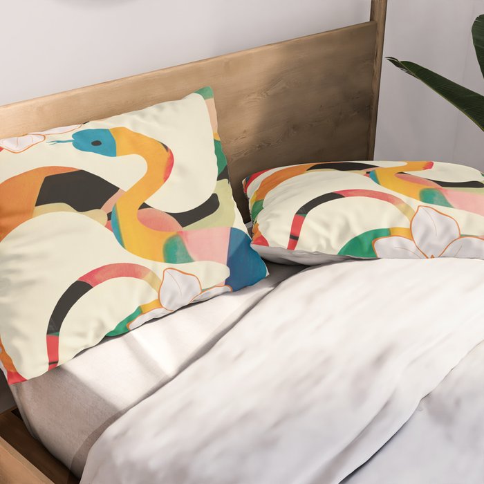 Abstract Snakes in the Flowers 1 Pillow Sham Gallery Image 2