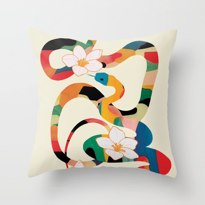 Abstract Snakes in the Flowers 1 Throw Pillow Gallery Image 6
