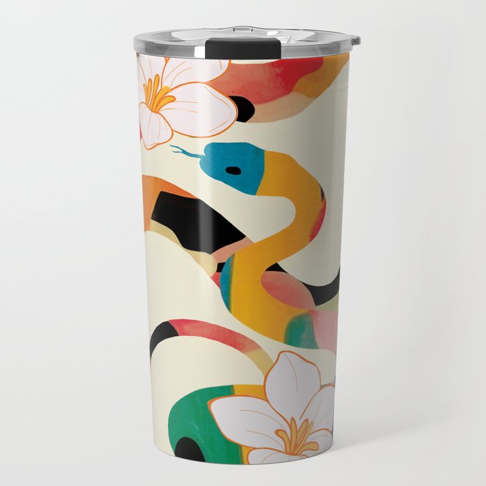 Abstract Snakes in the Flowers 1 Travel Mug Gallery Image 1