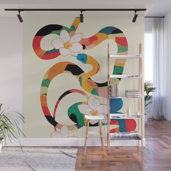 Abstract Snakes in the Flowers 1 Wall Mural Gallery Image 1