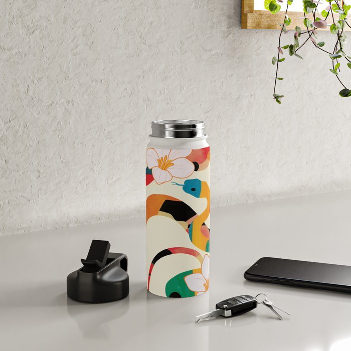 Abstract Snakes in the Flowers 1 Water Bottle Gallery Image 4
