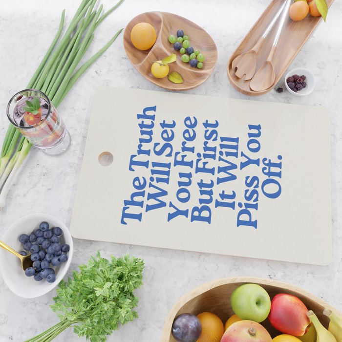 The Truth Will Set You Free - Beige and Blue Cutting Board Gallery Image 2