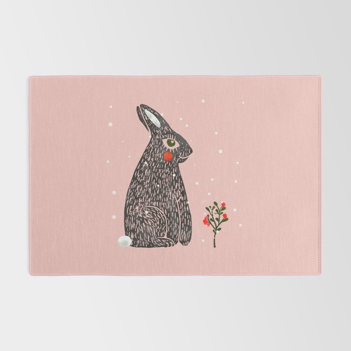Christmas rabbit - illustration Rug Gallery Image 2