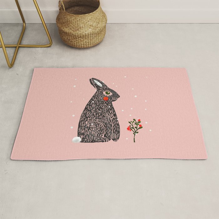 Christmas rabbit - illustration Rug Gallery Image 1