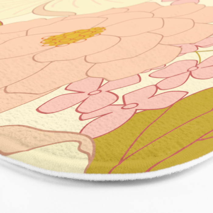 Pink Pastel Vintage Floral Pattern Bath Mat Gallery Image 3