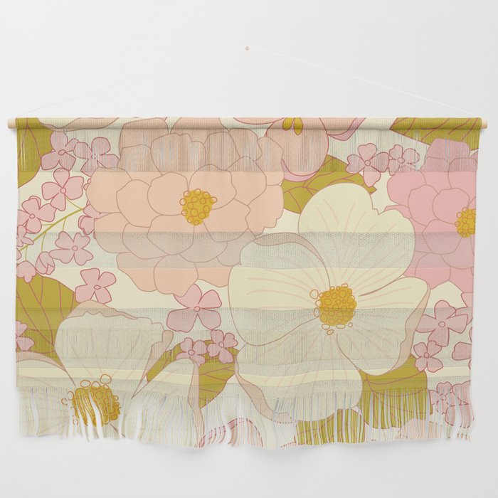 Pink Pastel Vintage Floral Pattern Wall Hanging Gallery Image 1