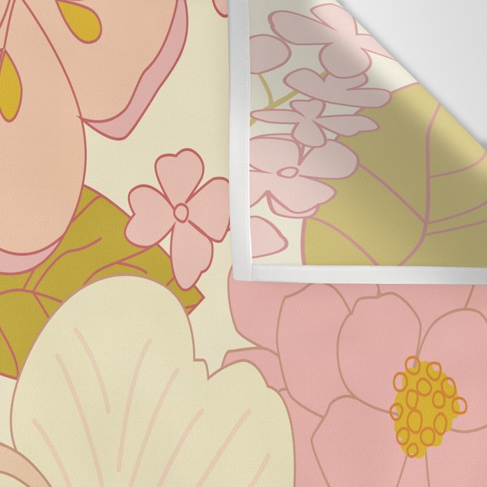 Pink Pastel Vintage Floral Pattern Wall Tapestry Gallery Image 3