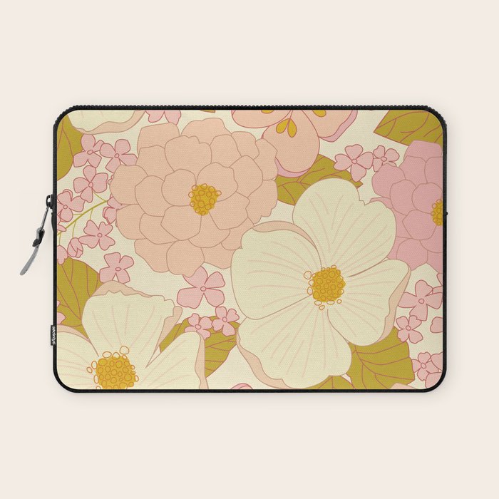 Pink Pastel Vintage Floral Pattern Laptop Sleeve Gallery Image 1