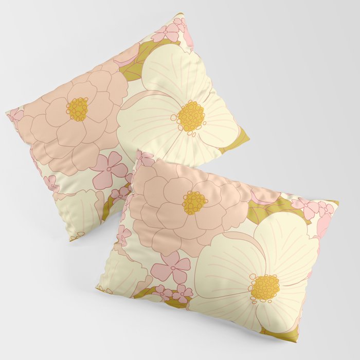 Pink Pastel Vintage Floral Pattern Pillow Sham Gallery Image 3