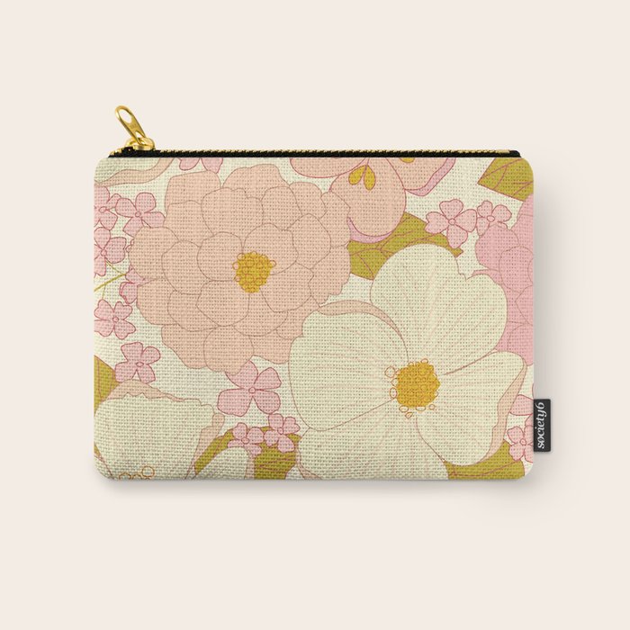 Pink Pastel Vintage Floral Pattern Carry All Pouch Gallery Image 1