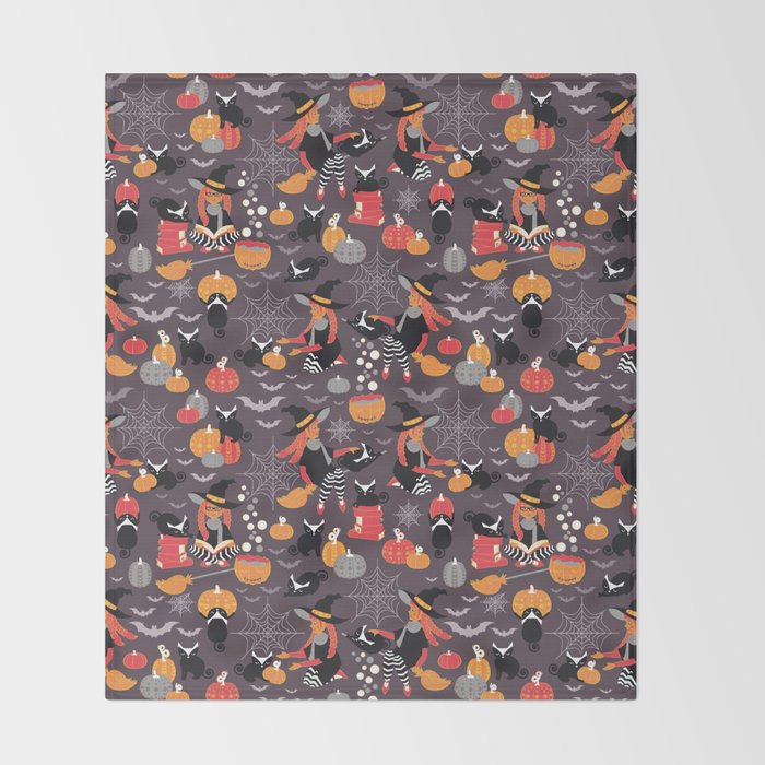 Enchanted Vintage Halloween Spell Throw Blanket Gallery Image 2