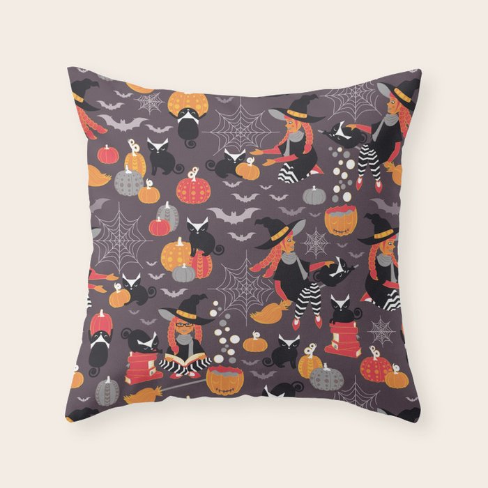 Enchanted Vintage Halloween Spell Throw Pillow Gallery Image 6