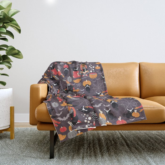 Enchanted Vintage Halloween Spell Throw Blanket Gallery Image 1