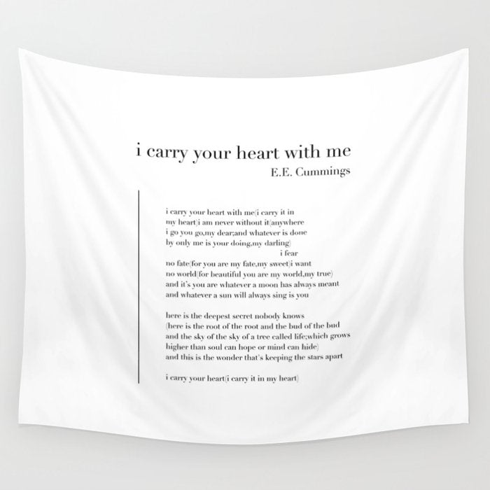 i carry your heart with me by E.E. Cummings Wall Tapestry Gallery Image 4