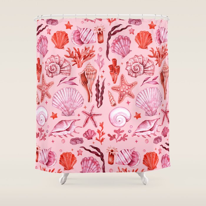 Girly Seashells Party Shower Curtain Gallery Image 1