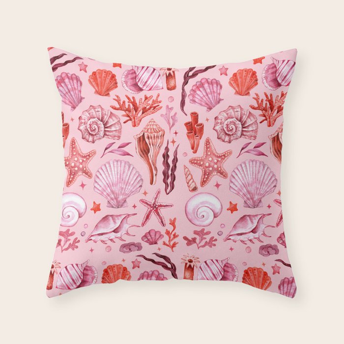 Girly Seashells Party Throw Pillow Gallery Image 6