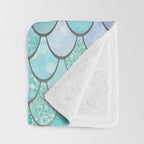 Cute Mermaid Pattern, Pink, Purple, Teal, Pastel Aesthetics Throw Blanket Gallery Image 3