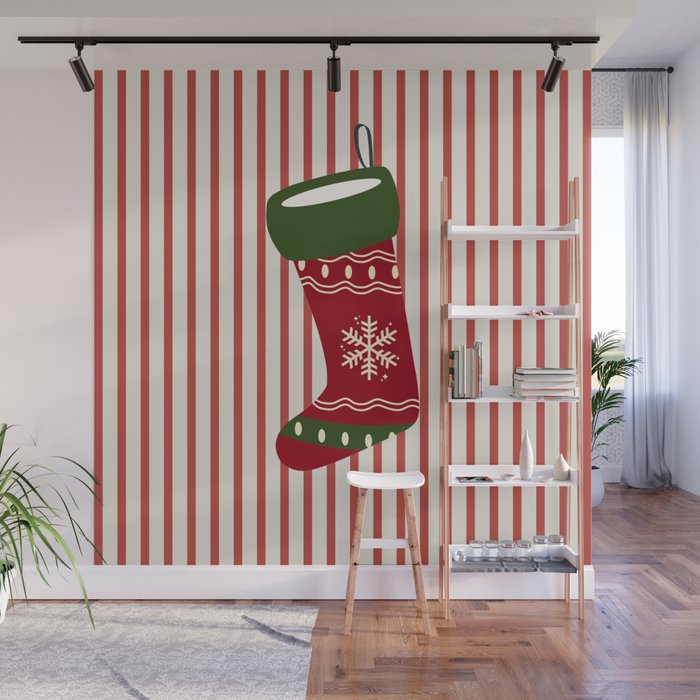 Christmas Stocking Red Wall Mural Gallery Image 1