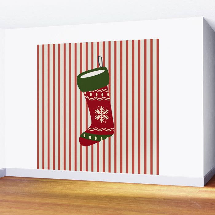Christmas Stocking Red Wall Mural Gallery Image 2