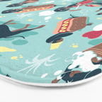 Hot dogs and lemonade // aqua background navy dachshunds Bath Mat Gallery Image 3