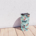 Hot dogs and lemonade // aqua background navy dachshunds Travel Mug Gallery Image 4