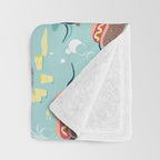 Hot dogs and lemonade // aqua background navy dachshunds Throw Blanket Gallery Image 3