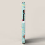 Hot dogs and lemonade // aqua background navy dachshunds iPhone Case Gallery Image 2