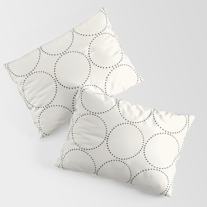 Minimalist Dotted Circles in Black and White Pillow Sham Gallery Image 3