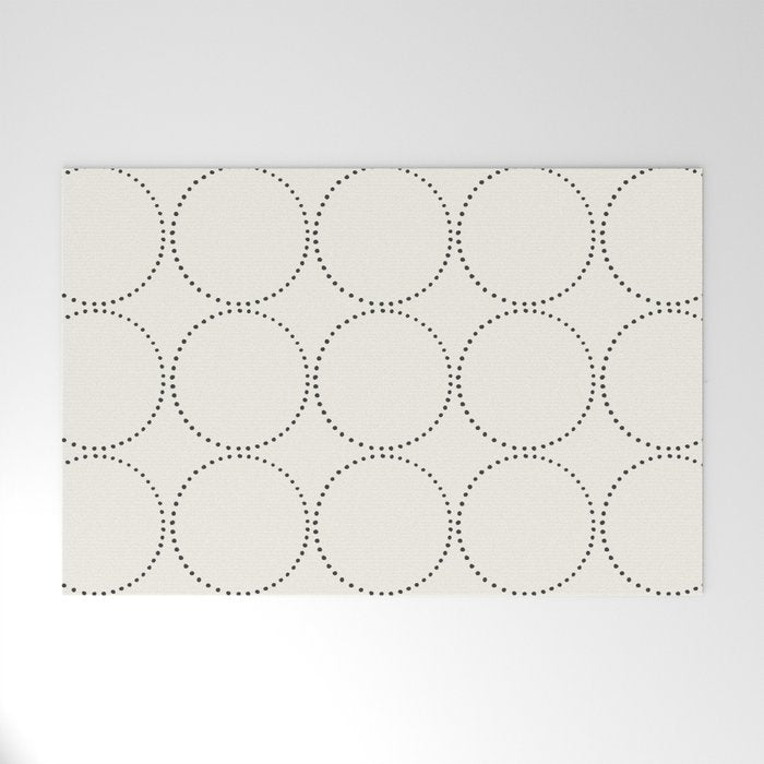 Minimalist Dotted Circles in Black and White Welcome Mat Gallery Image 1