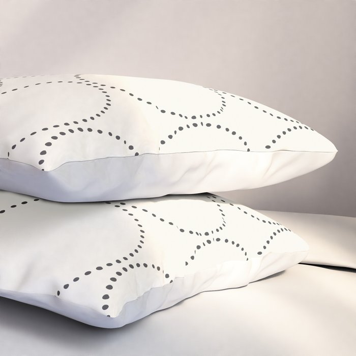 Minimalist Dotted Circles in Black and White Pillow Sham Gallery Image 3