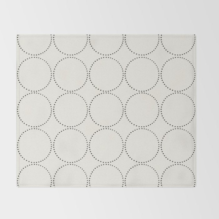 Minimalist Dotted Circles in Black and White Throw Blanket Gallery Image 2
