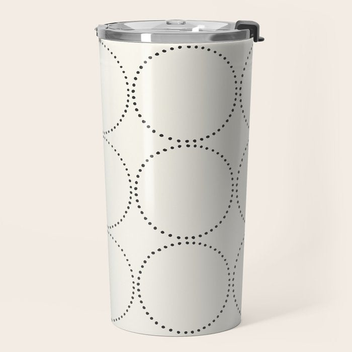 Minimalist Dotted Circles in Black and White Travel Mug Gallery Image 2