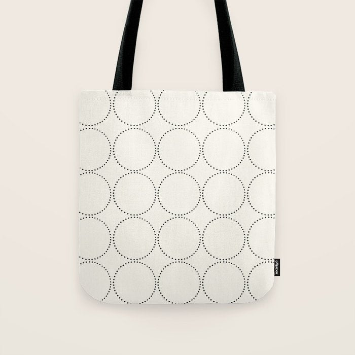Minimalist Dotted Circles in Black and White Tote Bag Gallery Image 1