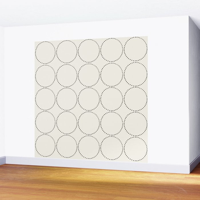 Minimalist Dotted Circles in Black and White Wall Mural Gallery Image 2