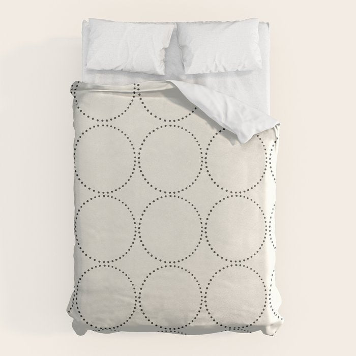 Minimalist Dotted Circles in Black and White Duvet Cover Gallery Image 1