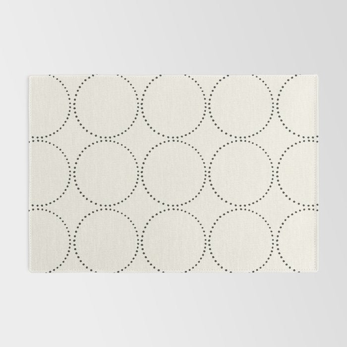 Minimalist Dotted Circles in Black and White Rug Gallery Image 2