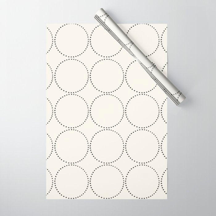 Minimalist Dotted Circles in Black and White Wrapping Paper Gallery Image 1