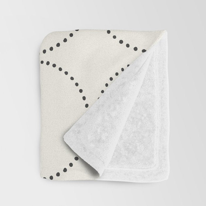 Minimalist Dotted Circles in Black and White Throw Blanket Gallery Image 3