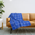 Grid Pattern Cobalt Blue White Windowpane Graph Check Stripe Lines Minimalist Stripes Line Drawing Throw Blanket Gallery Image 1