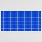 Grid Pattern Cobalt Blue White Windowpane Graph Check Stripe Lines Minimalist Stripes Line Drawing Desk Mat Gallery Image 3