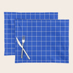 Grid Pattern Cobalt Blue White Windowpane Graph Check Stripe Lines Minimalist Stripes Line Drawing Placemat Gallery Image 1