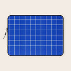Grid Pattern Cobalt Blue White Windowpane Graph Check Stripe Lines Minimalist Stripes Line Drawing Laptop Sleeve Gallery Image 1