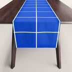 Grid Pattern Cobalt Blue White Windowpane Graph Check Stripe Lines Minimalist Stripes Line Drawing Table Runner Gallery Image 1