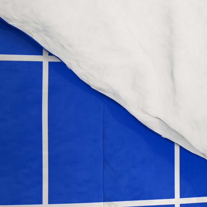 Grid Pattern Cobalt Blue White Windowpane Graph Check Stripe Lines Minimalist Stripes Line Drawing Comforter Gallery Image 4