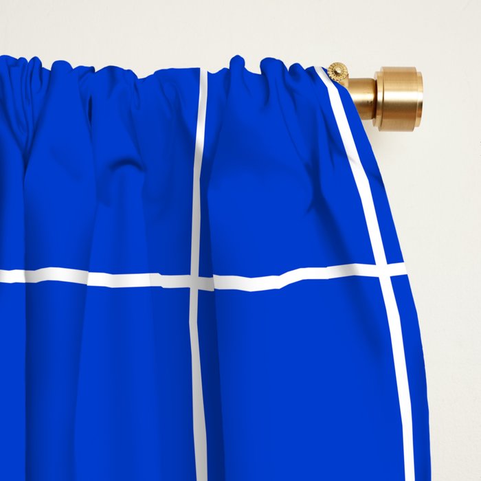 Grid Pattern Cobalt Blue White Windowpane Graph Check Stripe Lines Minimalist Stripes Line Drawing Window Curtain Gallery Image 2