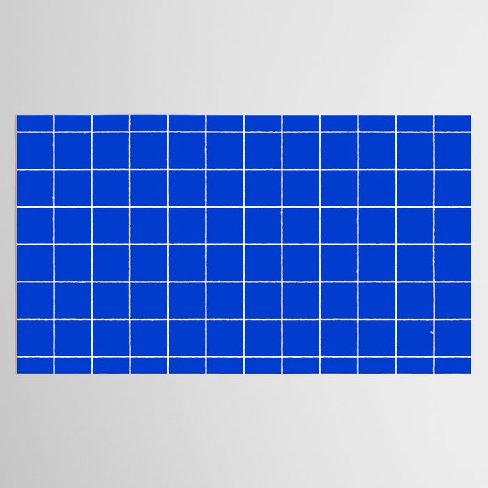 Grid Pattern Cobalt Blue White Windowpane Graph Check Stripe Lines Minimalist Stripes Line Drawing Tablecloth Gallery Image 2
