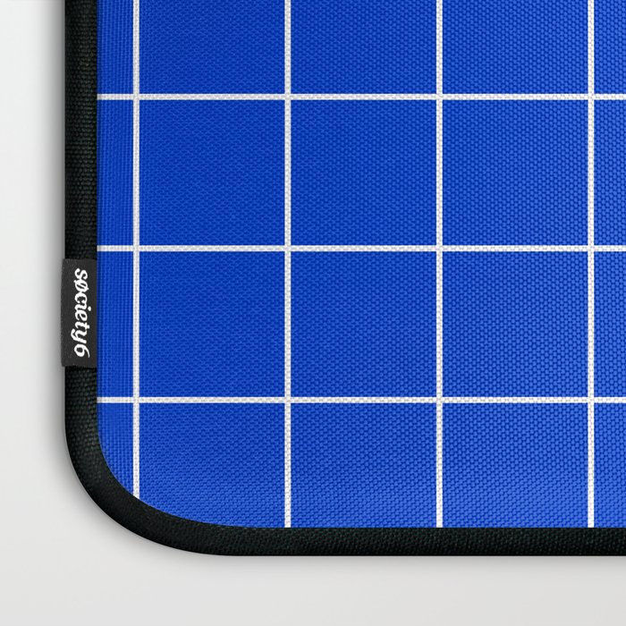 Grid Pattern Cobalt Blue White Windowpane Graph Check Stripe Lines Minimalist Stripes Line Drawing Laptop Sleeve Gallery Image 3