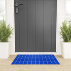 Grid Pattern Cobalt Blue White Windowpane Graph Check Stripe Lines Minimalist Stripes Line Drawing Welcome Mat Gallery Image 3