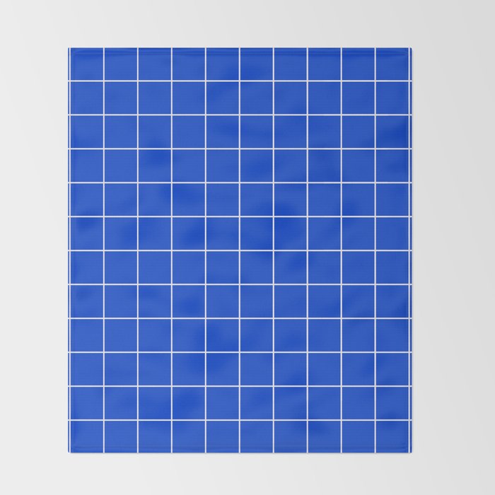 Grid Pattern Cobalt Blue White Windowpane Graph Check Stripe Lines Minimalist Stripes Line Drawing Throw Blanket Gallery Image 2